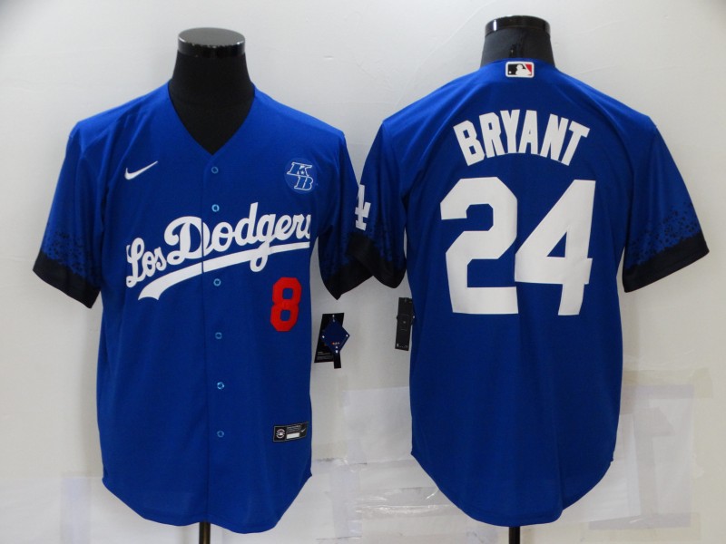 Men Los Angeles Dodgers 24 Bryant Blue City Edition Game Nike 2021 MLB Jersey